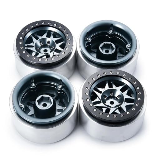 XAQRYQO RC Teile Für Axial Für SCX6 AXI05000 Für Wrangler 1/6 2,9" Beadlock Radnabe Felgen RC Crawler Modifikation Auto Upgrade Teile Zubehör(Gray) von XAQRYQO