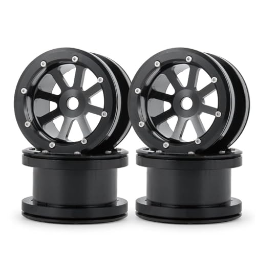 XAQRYQO RC Teile Für Axial Für Wraith 90018 2,2 Zoll Aluminium Legierung Beadlock Rad Felgen Naben 40mm 1/10 RC Crawler Auto Modell Teile Modifikation Zubehör(Black) von XAQRYQO