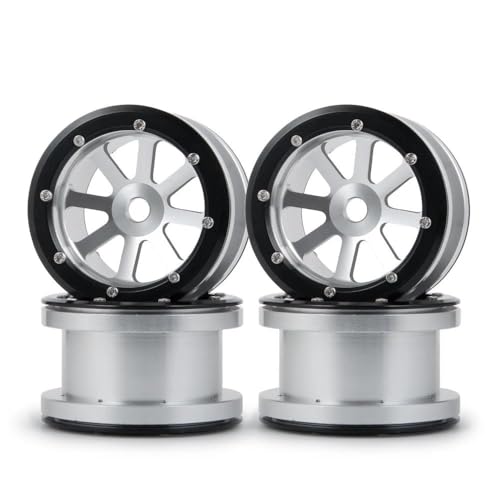 XAQRYQO RC Teile Für Axial Für Wraith 90018 2,2 Zoll Aluminium Legierung Beadlock Rad Felgen Naben 40mm 1/10 RC Crawler Auto Modell Teile Modifikation Zubehör(Silver) von XAQRYQO