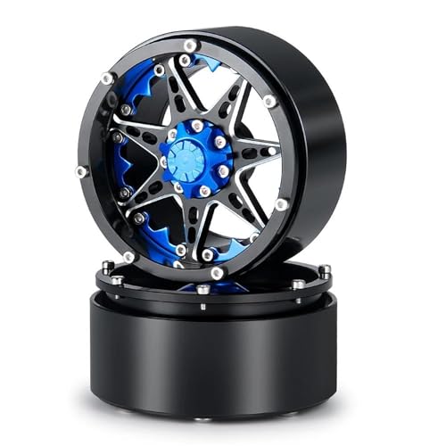 XAQRYQO RC Teile Für Axial Für Wraith Für SCX10 CC01 F350 D90 D110 90034 Für TRX4 1/10 RC Crawler Autoteile Metallrad 2.2 Beadlock Räder Felgen Modifikation(Blue,2pcs) von XAQRYQO