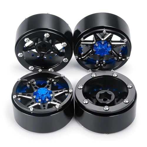 XAQRYQO RC Teile Für Axial Für Wraith Für SCX10 CC01 F350 D90 D110 90034 Für TRX4 1/10 RC Crawler Autoteile Metallrad 2.2 Beadlock Räder Felgen Modifikation(Blue,4pcs) von XAQRYQO