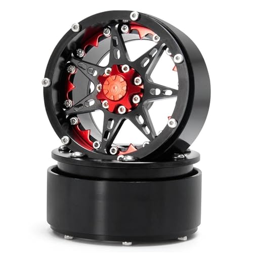 XAQRYQO RC Teile Für Axial Für Wraith Für SCX10 CC01 F350 D90 D110 90034 Für TRX4 1/10 RC Crawler Autoteile Metallrad 2.2 Beadlock Räder Felgen Modifikation(Red,2pcs) von XAQRYQO