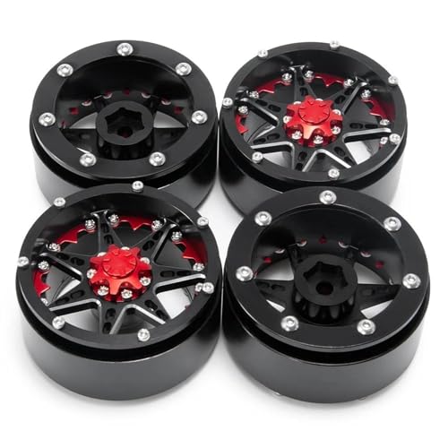 XAQRYQO RC Teile Für Axial Für Wraith Für SCX10 CC01 F350 D90 D110 90034 Für TRX4 1/10 RC Crawler Autoteile Metallrad 2.2 Beadlock Räder Felgen Modifikation(Red,4pcs) von XAQRYQO