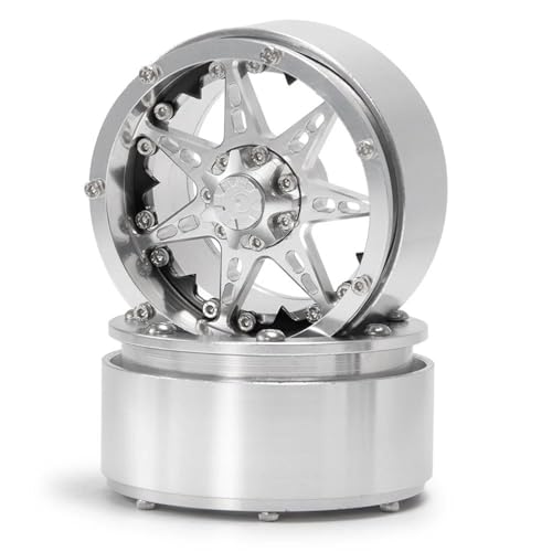 XAQRYQO RC Teile Für Axial Für Wraith Für SCX10 CC01 F350 D90 D110 90034 Für TRX4 1/10 RC Crawler Autoteile Metallrad 2.2 Beadlock Räder Felgen Modifikation(Silver,2pcs) von XAQRYQO