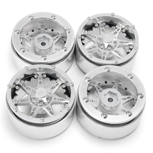 XAQRYQO RC Teile Für Axial Für Wraith Für SCX10 CC01 F350 D90 D110 90034 Für TRX4 1/10 RC Crawler Autoteile Metallrad 2.2 Beadlock Räder Felgen Modifikation(Silver,4pcs) von XAQRYQO