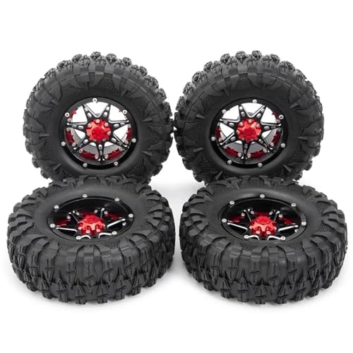 XAQRYQO RC Teile Für Axial Für Wraith Für TRX-4 1/10 RC Crawler Modellautoteile, Metall, 2,2 Zoll Beadlock-Felgen, 120 Mm Außendurchmesser, Gummireifen, Ersatzzubehör(Set 4) von XAQRYQO