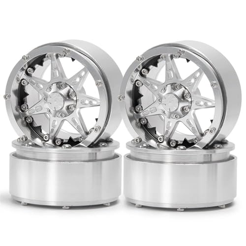 XAQRYQO RC Teile Für Axial Für Wraith Für TRX-4 1/10 RC Crawler Modellautoteile, Metall, 2,2 Zoll Beadlock-Felgen, 120 Mm Außendurchmesser, Gummireifen, Ersatzzubehör(Wheel Rims 2) von XAQRYQO