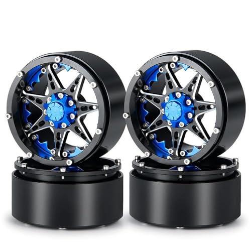 XAQRYQO RC Teile Für Axial Für Wraith Für TRX-4 1/10 RC Crawler Modellautoteile, Metall, 2,2 Zoll Beadlock-Felgen, 120 Mm Außendurchmesser, Gummireifen, Ersatzzubehör(Wheel Rims 3) von XAQRYQO