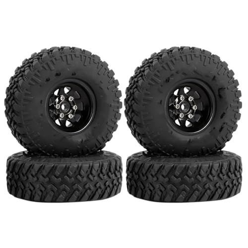 XAQRYQO RC Teile Für FMS FCX24 Für Axial Für SCX24 AX24 Für Enduro24 Für TRX4M 1/18 1/24 Upgrade-Teile Für RC-Crawler-Autos Metall-Reifensatz Mit 1,0-Zoll-Beadlock-Deep-Dish-Felgen(Black) von XAQRYQO