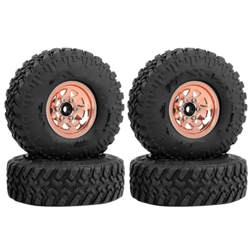XAQRYQO RC Teile Für FMS FCX24 Für Axial Für SCX24 AX24 Für Enduro24 Für TRX4M 1/18 1/24 Upgrade-Teile Für RC-Crawler-Autos Metall-Reifensatz Mit 1,0-Zoll-Beadlock-Deep-Dish-Felgen(Metallic) von XAQRYQO