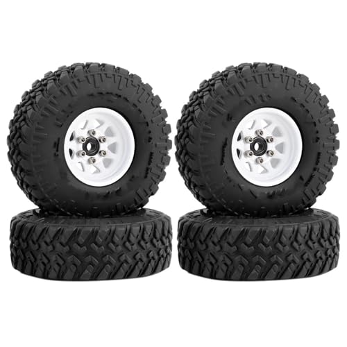 XAQRYQO RC Teile Für FMS FCX24 Für Axial Für SCX24 AX24 Für Enduro24 Für TRX4M 1/18 1/24 Upgrade-Teile Für RC-Crawler-Autos Metall-Reifensatz Mit 1,0-Zoll-Beadlock-Deep-Dish-Felgen(White) von XAQRYQO