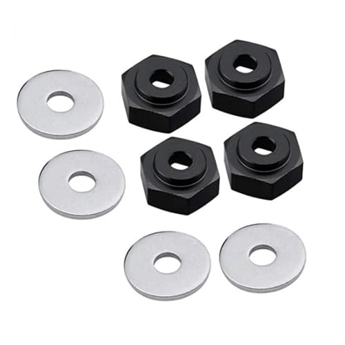 XAQRYQO RC Teile Für HSP 1/10 1/8 Auto Für Buggy Für Monster Truck Zubehör 12mm Bis 17mm Radadapter Antriebsnabe Combiner Hexagonal Hex Loch 6mm Teile(Black) von XAQRYQO