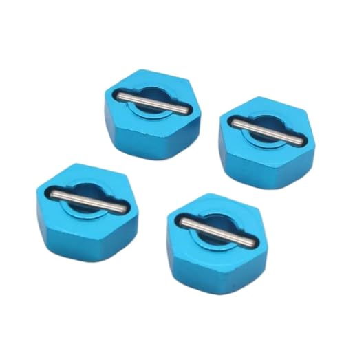 XAQRYQO RC Teile Für HSP 102042 02100 4WD Für Himoto RC Rad Sechskantmutter 12 MM Aluminiumstifte Antriebsnaben 1/10 Upgrade Nabenadapter RC Autoteile(Blue) von XAQRYQO