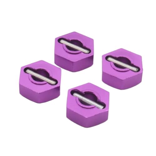 XAQRYQO RC Teile Für HSP 102042 02100 4WD Für Himoto RC Rad Sechskantmutter 12 MM Aluminiumstifte Antriebsnaben 1/10 Upgrade Nabenadapter RC Autoteile(Purple) von XAQRYQO