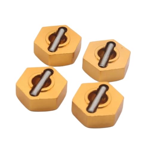 XAQRYQO RC Teile Für HSP 102042 02100 4WD Für Himoto RC Rad Sechskantmutter 12 MM Aluminiumstifte Antriebsnaben 1/10 Upgrade Nabenadapter RC Autoteile(Yellow) von XAQRYQO