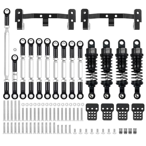 XAQRYQO RC Teile Für MN D90 Für MN99S MN98 MN91 MN96 1/12 RC Auto Upgrades Teile Metall Für Chassis Link Stange Zugstange Halterung Stoßdämpfer Sets Zubehör(Black) von XAQRYQO