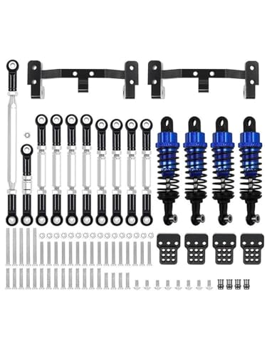 XAQRYQO RC Teile Für MN D90 Für MN99S MN98 MN91 MN96 1/12 RC Auto Upgrades Teile Metall Für Chassis Link Stange Zugstange Halterung Stoßdämpfer Sets Zubehör(Blue) von XAQRYQO