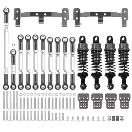 XAQRYQO RC Teile Für MN D90 Für MN99S MN98 MN91 MN96 1/12 RC Auto Upgrades Teile Metall Für Chassis Link Stange Zugstange Halterung Stoßdämpfer Sets Zubehör(Gray) von XAQRYQO