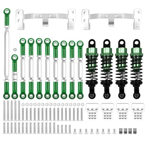 XAQRYQO RC Teile Für MN D90 Für MN99S MN98 MN91 MN96 1/12 RC Auto Upgrades Teile Metall Für Chassis Link Stange Zugstange Halterung Stoßdämpfer Sets Zubehör(Green) von XAQRYQO