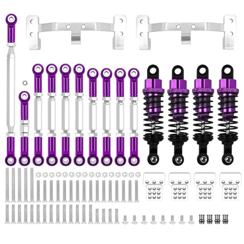 XAQRYQO RC Teile Für MN D90 Für MN99S MN98 MN91 MN96 1/12 RC Auto Upgrades Teile Metall Für Chassis Link Stange Zugstange Halterung Stoßdämpfer Sets Zubehör(Purple) von XAQRYQO