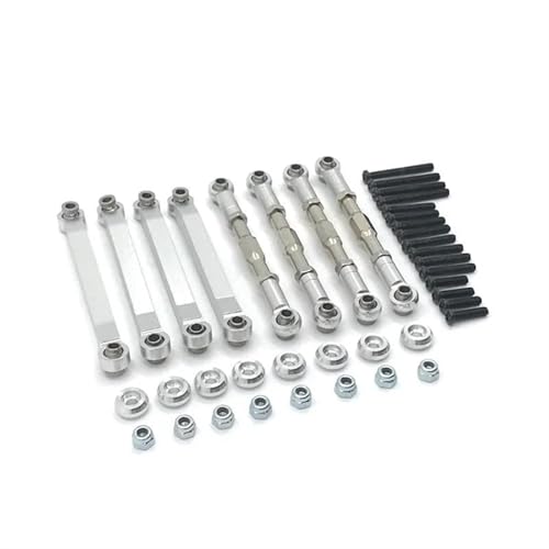XAQRYQO RC Teile Für MN D96 D90 MN45 MN98 MN99S 1/12 Metallchassis Verbindungsstange Zugstange Spurstange RC Auto Upgrades Teile Ersatzzubehör(Silver) von XAQRYQO