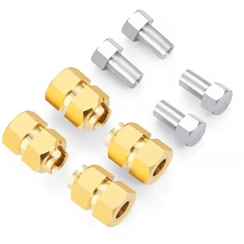 XAQRYQO RC Teile Für TRX-4M 1/18 Heavy Duty Messing Rad Hex Erweiterte Adapter RC Crawler Auto Modell Upgrade Teile Refit Auto Zubehör 4 Stücke(Yellow) von XAQRYQO