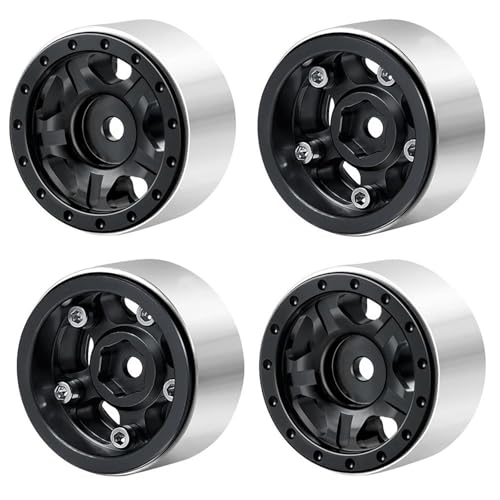 XAQRYQO RC Teile Für TRX4M Für Axial Für SCX24 Ersatz-1,0-Zoll-Metall-Beadlock-Felgen, 50/54 Mm Gummireifen-Set, 1/18 1/24 RC Crawler Autoteile(Wheel Rims 7) von XAQRYQO