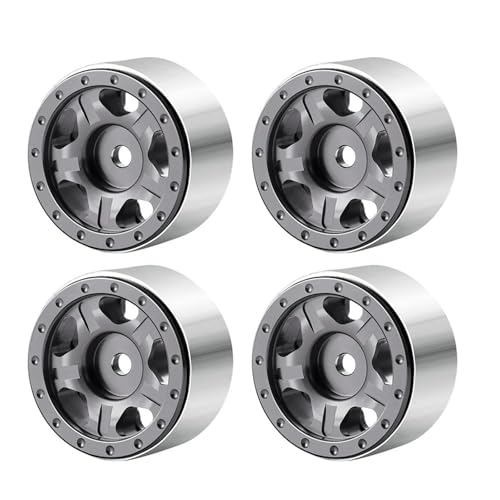 XAQRYQO RC Teile Für TRX4M Für Axial Für SCX24 Ersatz-1,0-Zoll-Metall-Beadlock-Felgen, 50/54 Mm Gummireifen-Set, 1/18 1/24 RC Crawler Autoteile(Wheel Rims 8) von XAQRYQO