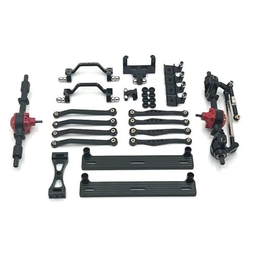 XAQRYQO RC Teile Für WPL C64 C64-1 1/16 Metall Vorder- Und Hinterachse Für Chassis Verbindungsstange Zugstangenhalterung Seitenpedal Stoßdämpferhalterung Set RC Auto Upgrade Ersatzteile(Black) von XAQRYQO