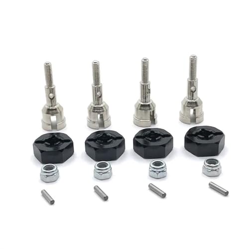 XAQRYQO RC Teile Für Wltoys A949 A959 A959-B A969 A979 K929 1/18 Metall Antriebswelle Rad Achse Tasse Und 12mm Rad Hex Adapter Ersatz RC Auto Upgrade Teile(Black) von XAQRYQO