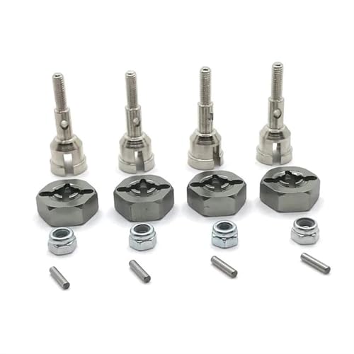 XAQRYQO RC Teile Für Wltoys A949 A959 A959-B A969 A979 K929 1/18 Metall Antriebswelle Rad Achse Tasse Und 12mm Rad Hex Adapter Ersatz RC Auto Upgrade Teile(Gray) von XAQRYQO