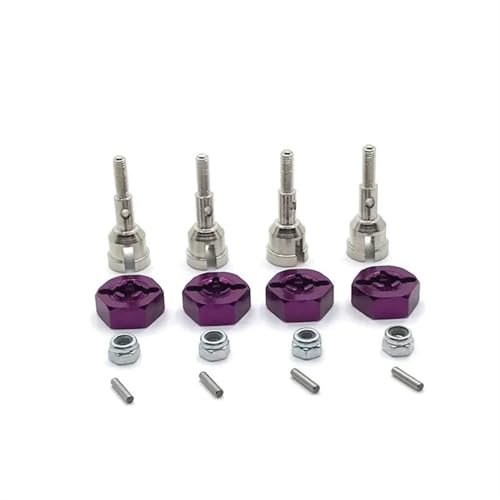 XAQRYQO RC Teile Für Wltoys A949 A959 A959-B A969 A979 K929 1/18 Metall Antriebswelle Rad Achse Tasse Und 12mm Rad Hex Adapter Ersatz RC Auto Upgrade Teile(Purple) von XAQRYQO