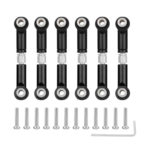 XAQRYQO RC Teile Für Wltoys A969 K929 A979 A959 A959-B A949 Metall Vorne Hinten Spurstangenkopf Servo Link Rod Set 1/18 RC Auto Upgrades Teile Zubehör(Black) von XAQRYQO