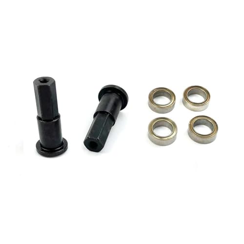 XAQRYQO RC Teile Für Wpl D12 1/10 5MM Metall Front Combiner Radnabe Hex Adapter Mit Lager Upgrade Zubehör Ersatz Rc LKW Auto Teile(Black) von XAQRYQO