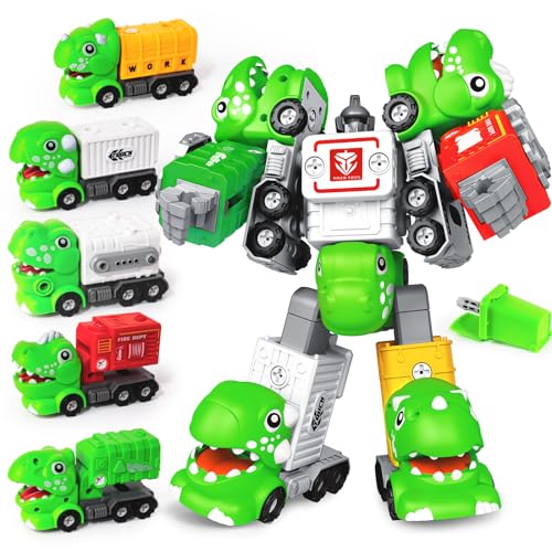 XAZASTOV Dinosaurier Roboter Spielzeug 5 in 1 Transformer Spielzeug für Kinder Spielzeugroboter Roboter Bausteine für ab 3 4 5 6 Jungen, Robot Spielzeugauto Transforming Weihnachten Geschenke von XAZASTOV