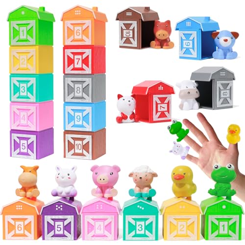 XAZASTOV Bauernhoftiere Spielzeug mit Fingerpuppen ab 6 9 12 18 Monate, Bauernhoftier Montessori Spielzeug ab 1 2 3 Jahr, Tier Lernspielzeug für Kinder, Zähl-, Zuordnungs und Farb Sortierspiele XAZASTOV Bauernhoftiere Spielzeug mit Fingerpuppen ab 6 9 12 18 Monate, Bauernhoftier Montessori Spielzeug ab 1 2 3 Jahr, Tier Lernspielzeug für Kinder, Zähl-, Zuordnungs und Farb Sortierspiele von XAZASTOV