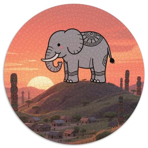 Elefanten Puzzle 1000-teilige Schwer Puzzle Spielzeug Lernspiel Impossible Tier niedlich Herausforderungsspielzeug Für Erwachsene Und Kinder Ab 12 Jahren 1000pcs (67.5x67.5cm) von XBBDSOEPH