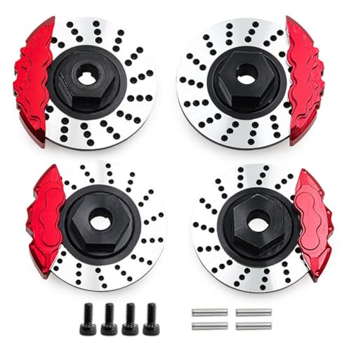 XBERSTAR Aluminiumlegierung Felge Hex Nabe Bremsscheibe Bremssattel für 1/10 4-Tec Drift Ford Mustang RC Bremsscheibe Radnaben Adapter Spacer (rot) von XBERSTAR
