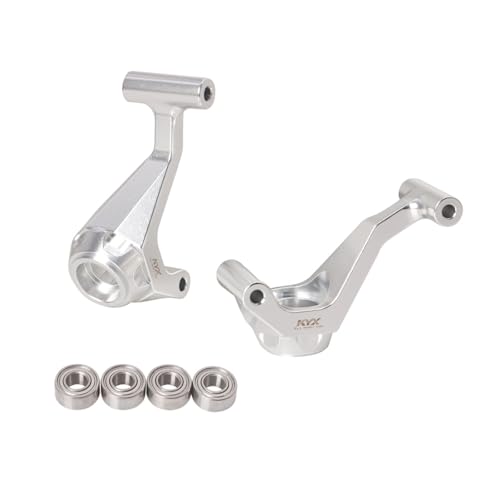 XBERSTAR RC Lenkbecher für Tamiya 1/10 Hotshot II 2024 4WD RC Lenkbecher vorne hinten mit Lager Aluminiumlegierung Lenkblock Upgrade-Teil (Silber, Hinterer Lenkbecher mit Lager) von XBERSTAR