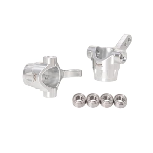 XBERSTAR RC Lenkbecher für Tamiya 1/10 Hotshot II 2024 4WD RC Lenkbecher vorne hinten mit Lager Aluminiumlegierung Lenkblock Upgrade-Teil (Silber, Vorderlenkbecher mit Lager) von XBERSTAR