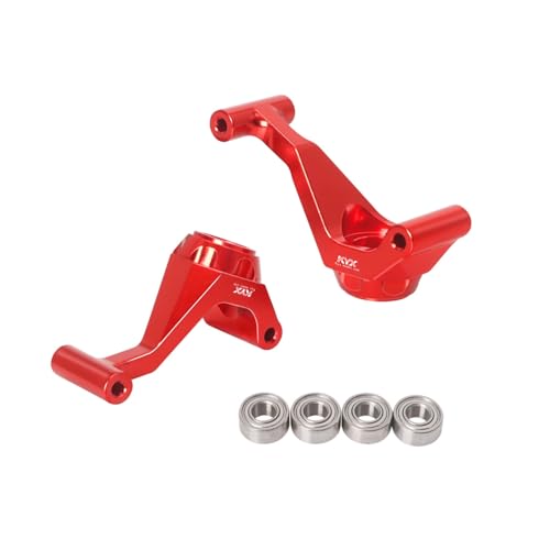 XBERSTAR RC Lenkbecher für Tamiya 1/10 Hotshot II 2024 4WD RC Lenkbecher vorne hinten mit Lager Aluminiumlegierung Lenkblock Upgrade-Teil (rot, hinterer Lenkbecher mit Lager) von XBERSTAR