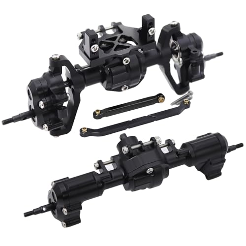 XBERSTAR RC Portal Achsen Set für 1/18 Redcat Ascent 18 RC Vorne Hinterachse Montage Komplettes Portal Vorder- und Hinterachse mit Servohalterungen Upgrade-Teile (vorne + hinten schwarz) von XBERSTAR