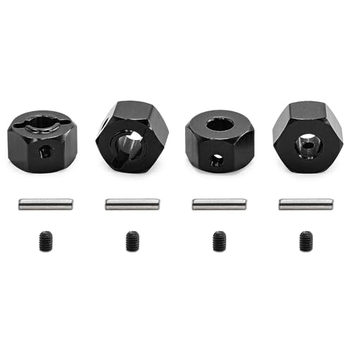 XBERSTAR RC-Sechskantkupplung für Mini Maxx 12 mm Aluminium-Rad-Sechskant-Nabenadapter, Schwarz, 4 Stück von XBERSTAR