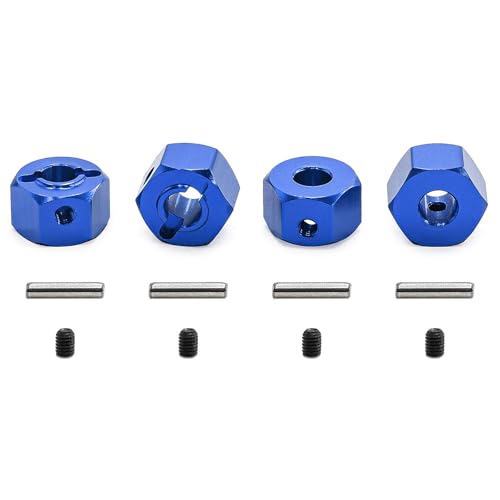XBERSTAR RC-Sechskantkupplung für Mini Maxx 12 mm Aluminium-Rad-Sechskant-Nabenadapter (blau), 4 Stück von XBERSTAR