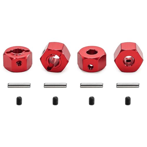 XBERSTAR RC-Sechskantkupplung für Mini Maxx 12 mm Aluminium-Rad-Sechskant-Nabenadapter (rot), 4 Stück von XBERSTAR