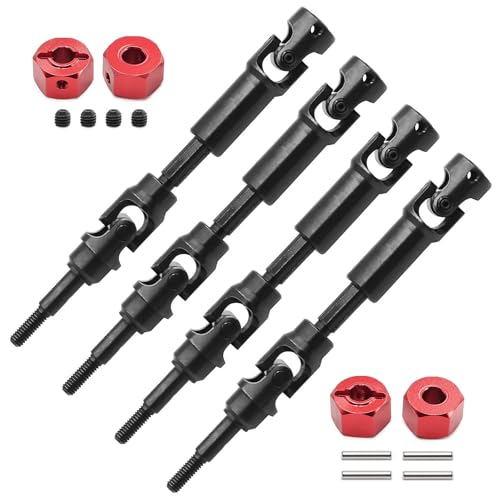 XBERSTAR Universal-Antriebswelle für Mini Maxx RC Car CVD vorne hinten Antriebswelle mit Kupplung (rot) 4 Stück von XBERSTAR