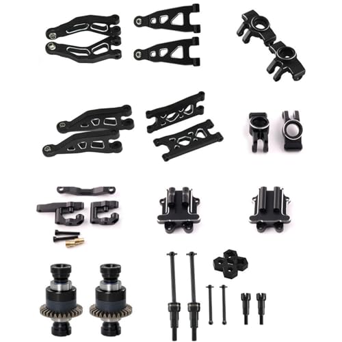XBERSTAR Upgrade Parts for ARRMA 1/14 Mojave GROM RC Front Rear Drive Shaft Swing Arm Steering Cup Set (Black Full Set) von XBERSTAR
