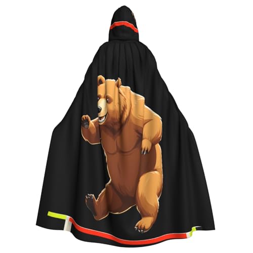 XBKGOHA Brauner Bär, hoher Sprung, bedruckt, Halloween, Erwachsenen-Kapuzenumhang, ohne Reißverschluss, bequem für Kostümpartys XBKGOHA Brauner Bär, hoher Sprung, bedruckt, Halloween, Erwachsenen-Kapuzenumhang, ohne Reißverschluss, bequem für Kostümpartys von XBKGOHA