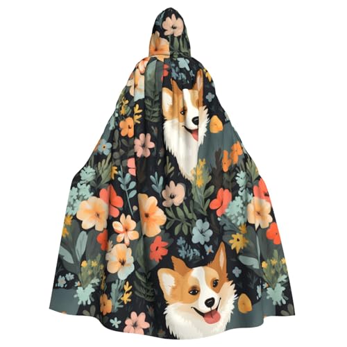 XBKGOHA Corgi Kapuzenumhang mit Blumenmuster, Frühlingsgarten, bedruckt, Halloween, Erwachsene, ohne Reißverschluss, bequem für Kostümpartys XBKGOHA Corgi Kapuzenumhang mit Blumenmuster, Frühlingsgarten, bedruckt, Halloween, Erwachsene, ohne Reißverschluss, bequem für Kostümpartys von XBKGOHA