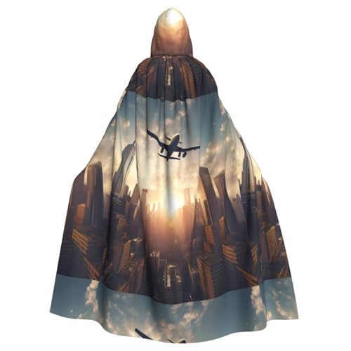 XBKGOHA Flugzeug-Umhang mit Kapuze, bedruckt über hohe Gebäude, bedruckt, Halloween, Erwachsene, ohne Reißverschluss, bequem für Kostümpartys XBKGOHA Flugzeug-Umhang mit Kapuze, bedruckt über hohe Gebäude, bedruckt, Halloween, Erwachsene, ohne Reißverschluss, bequem für Kostümpartys von XBKGOHA